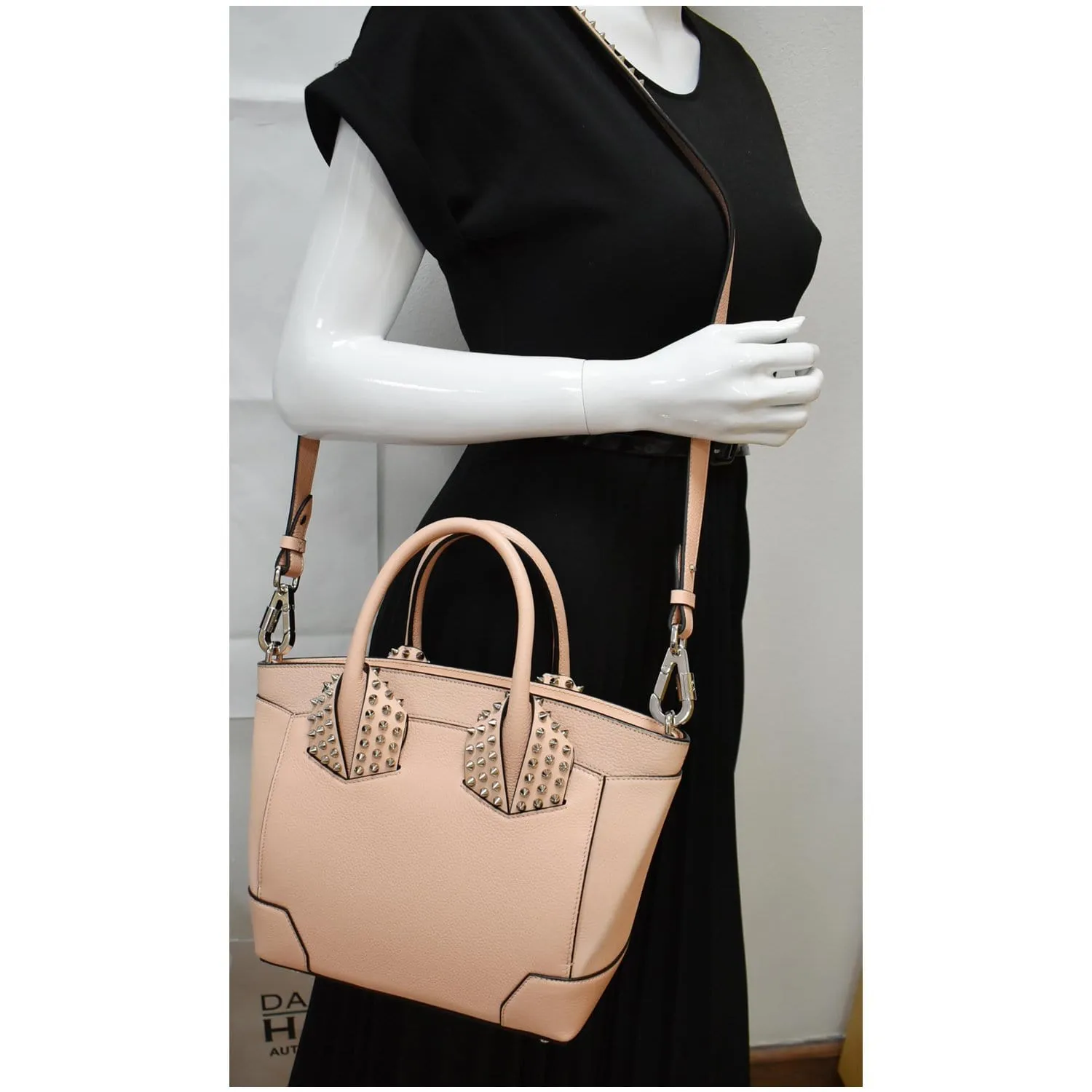 CHRISTIAN LOUBOUTIN Eloise Pebbled Leather Satchel Bag Light Pink - Final Sale