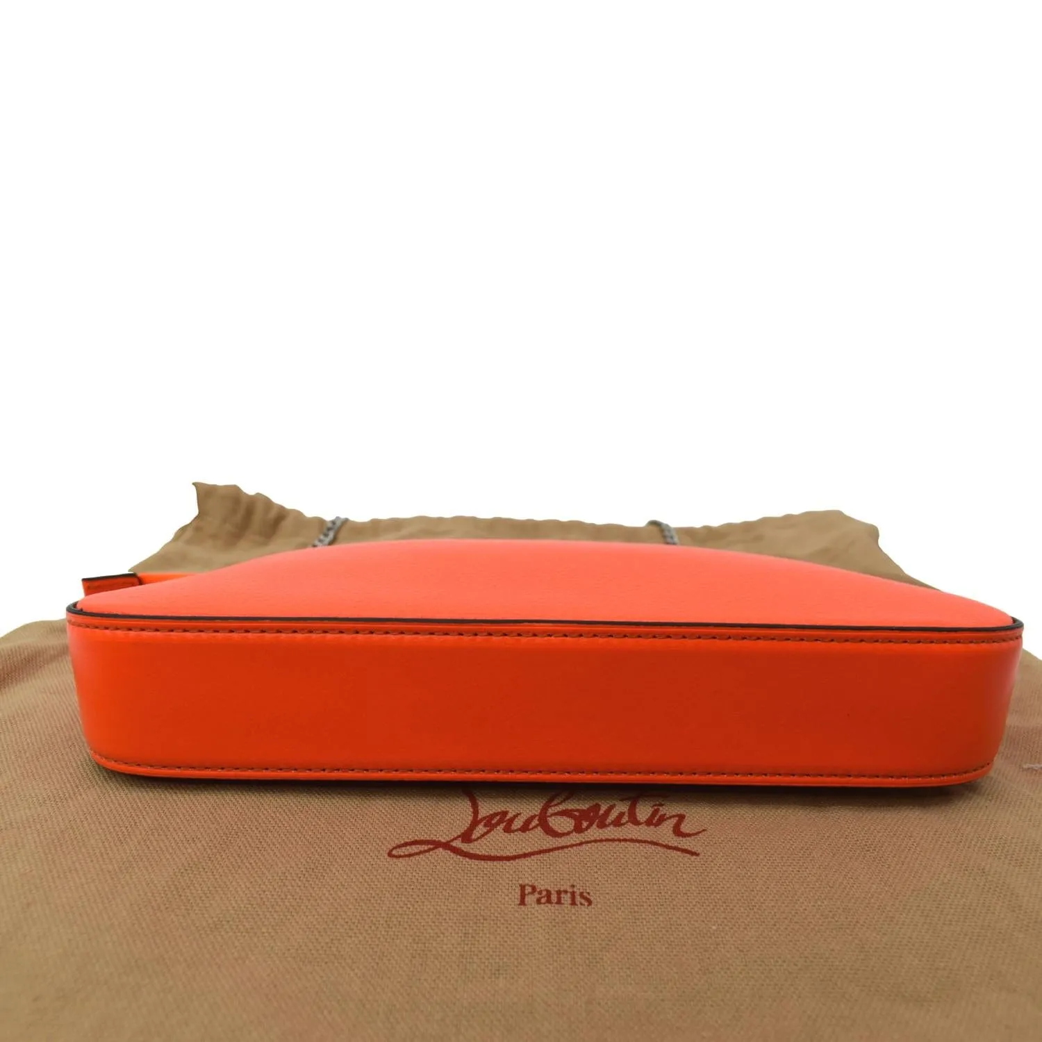 CHRISTIAN LOUBOUTIN Loubila Leather Chain Pouch Orange
