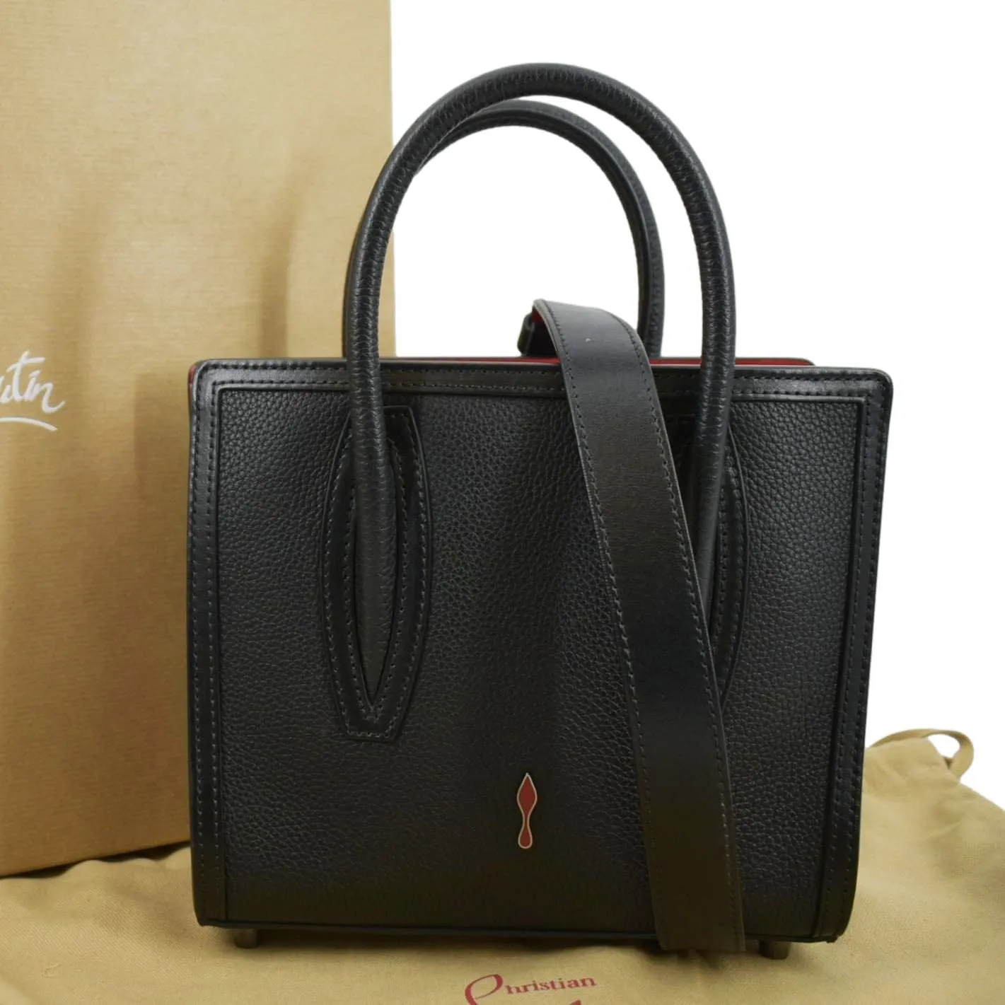 CHRISTIAN LOUBOUTIN Paloma Leather Shoulder Bag Black