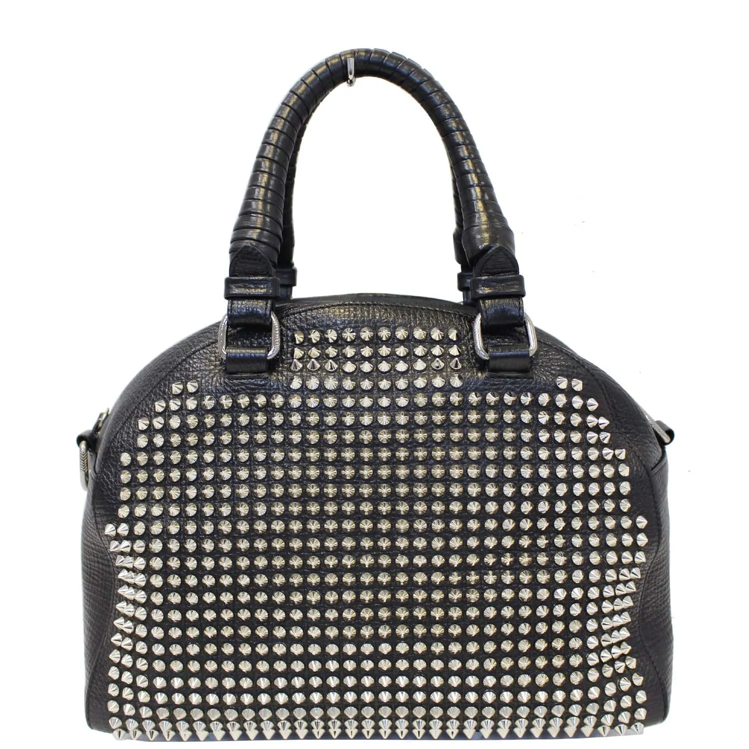 CHRISTIAN LOUBOUTIN Panettone Spike Stud Leather Satchel Bag Black