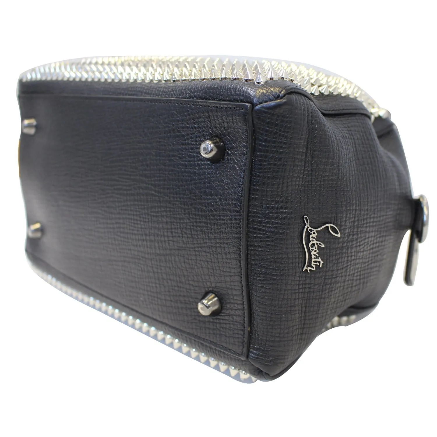 CHRISTIAN LOUBOUTIN Panettone Spike Stud Leather Satchel Bag Black