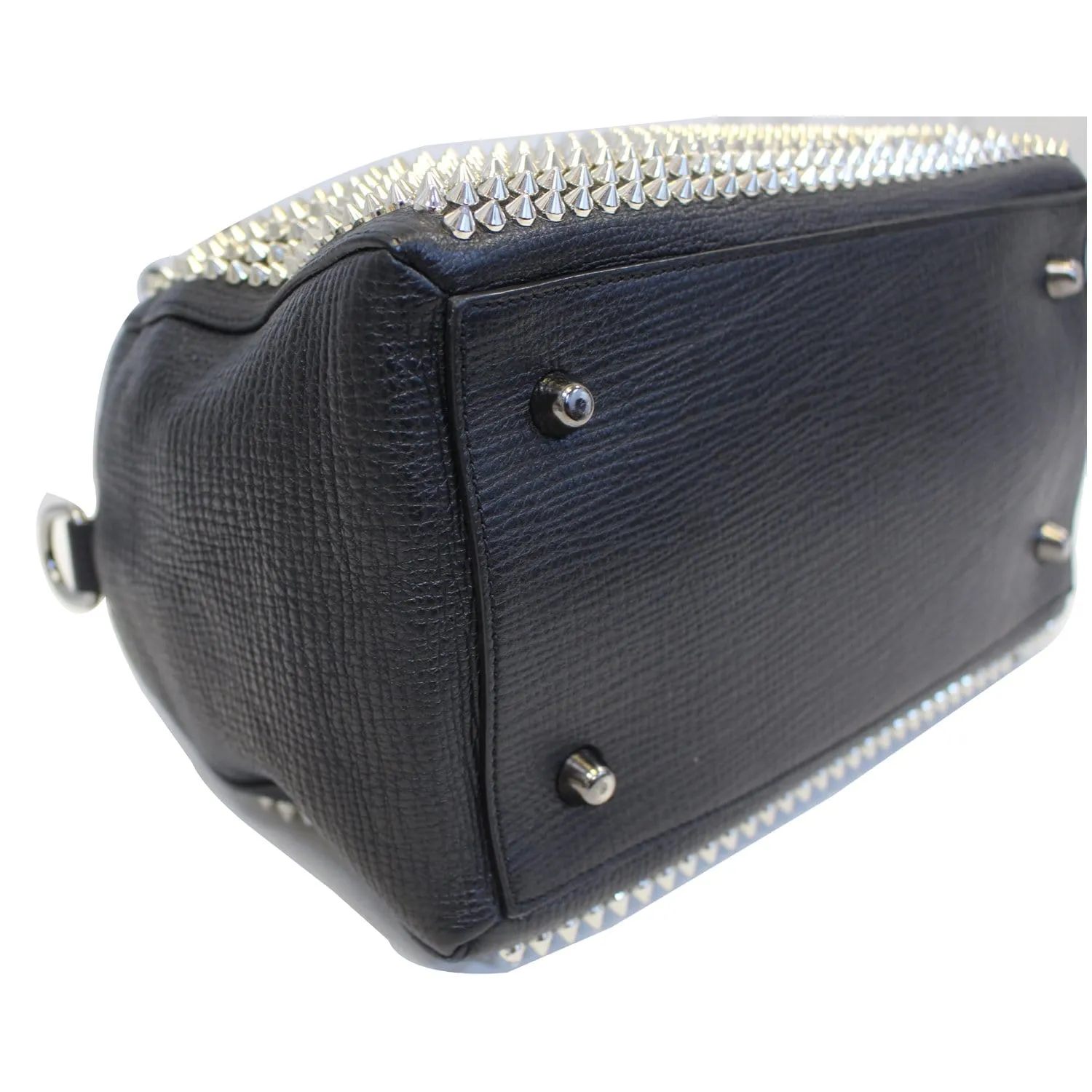 CHRISTIAN LOUBOUTIN Panettone Spike Stud Leather Satchel Bag Black