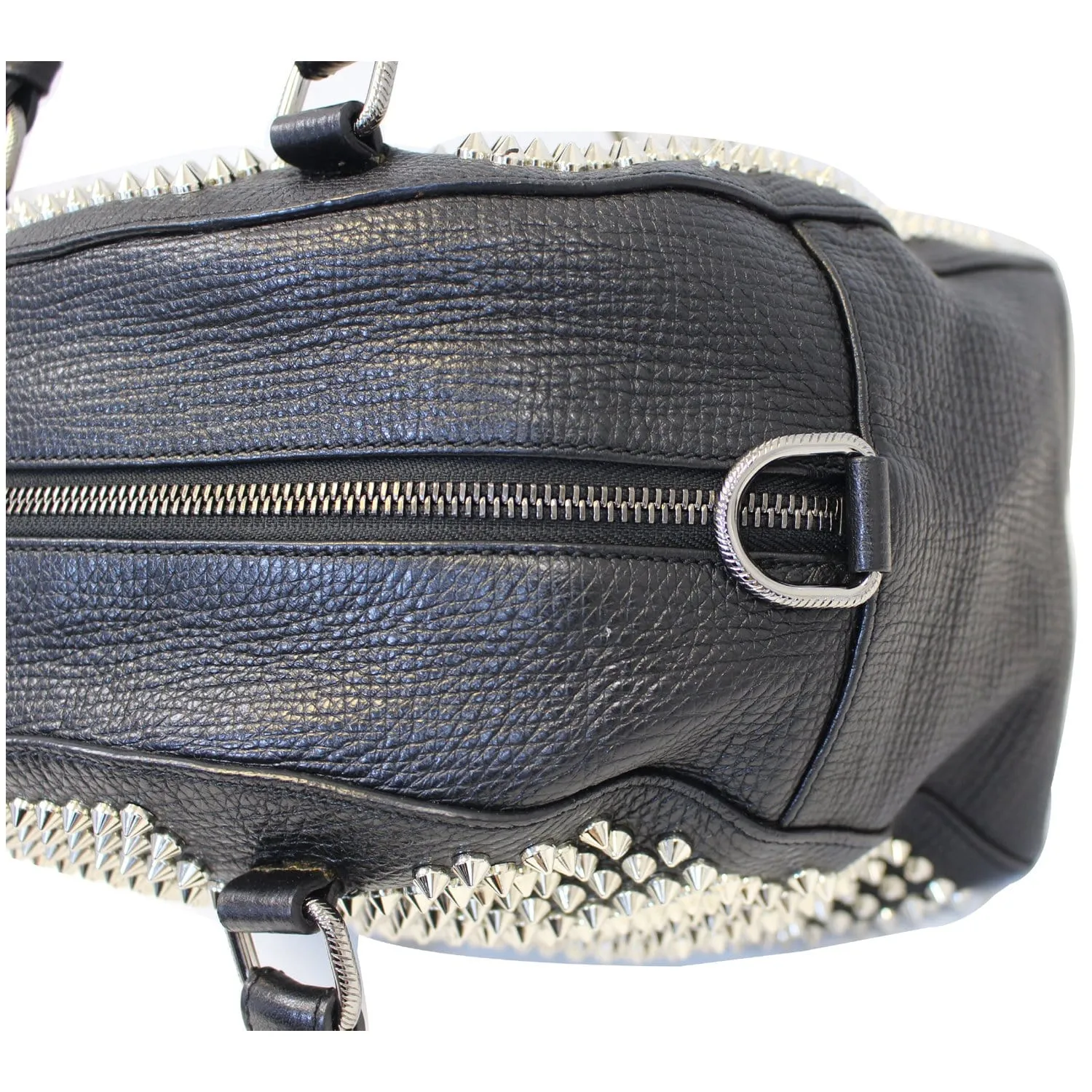 CHRISTIAN LOUBOUTIN Panettone Spike Stud Leather Satchel Bag Black
