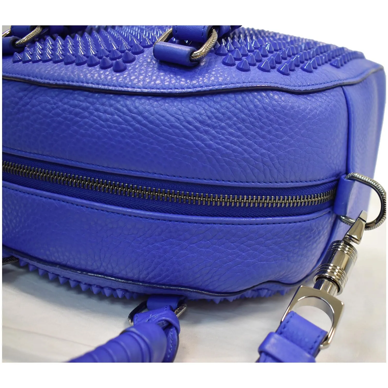 CHRISTIAN LOUBOUTIN Panettone Spike Stud Leather Satchel Bag Purple