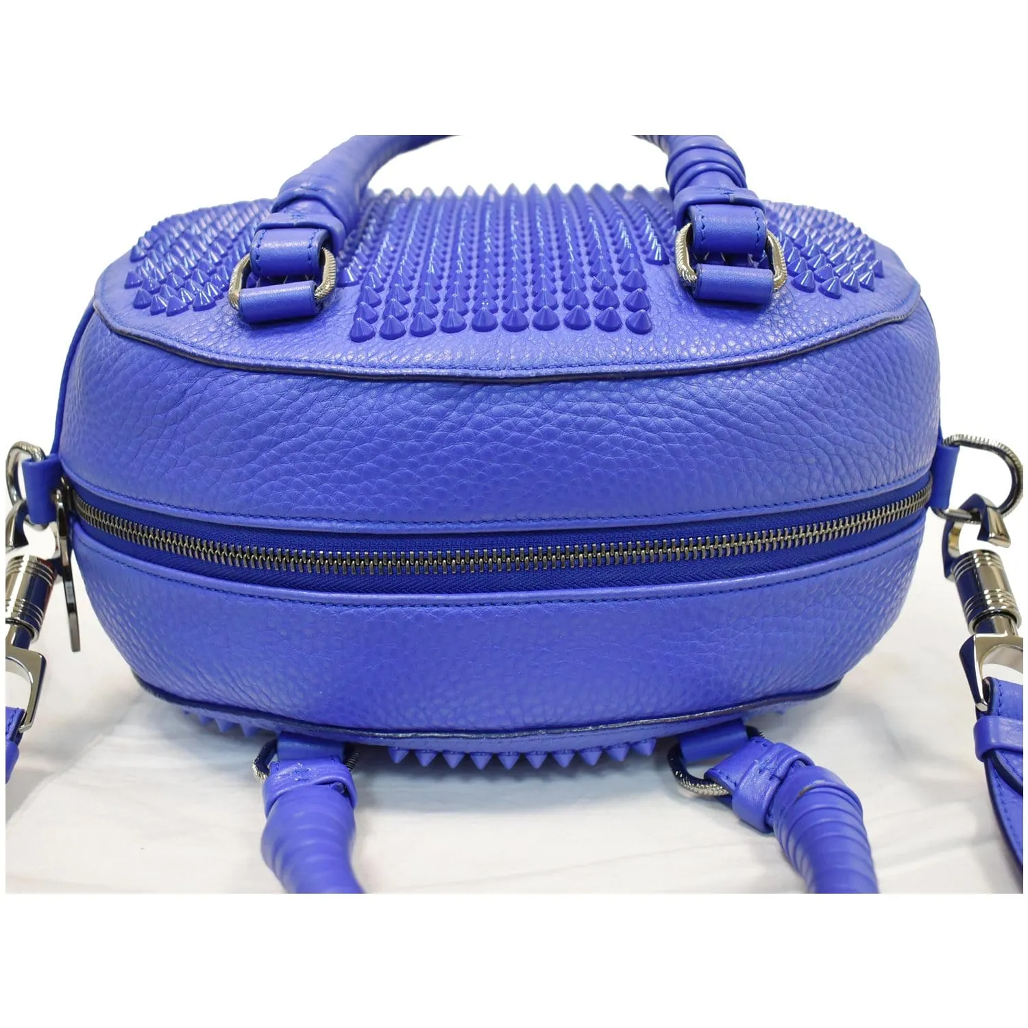 CHRISTIAN LOUBOUTIN Panettone Spike Stud Leather Satchel Bag Purple