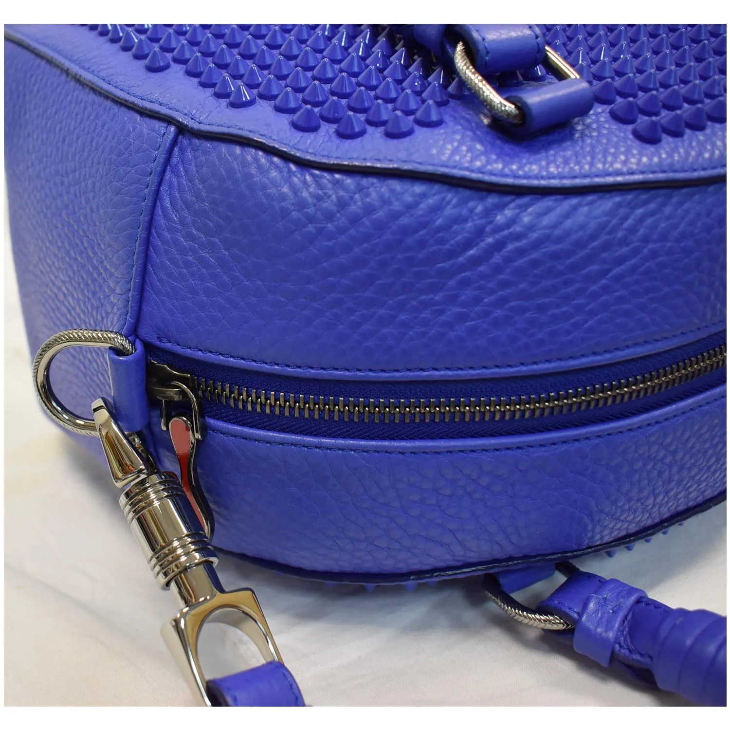 CHRISTIAN LOUBOUTIN Panettone Spike Stud Leather Satchel Bag Purple
