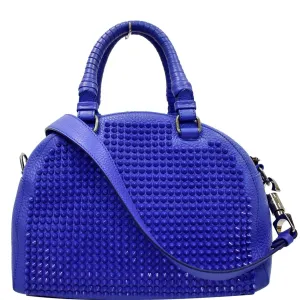 CHRISTIAN LOUBOUTIN Panettone Spike Stud Leather Satchel Bag Purple