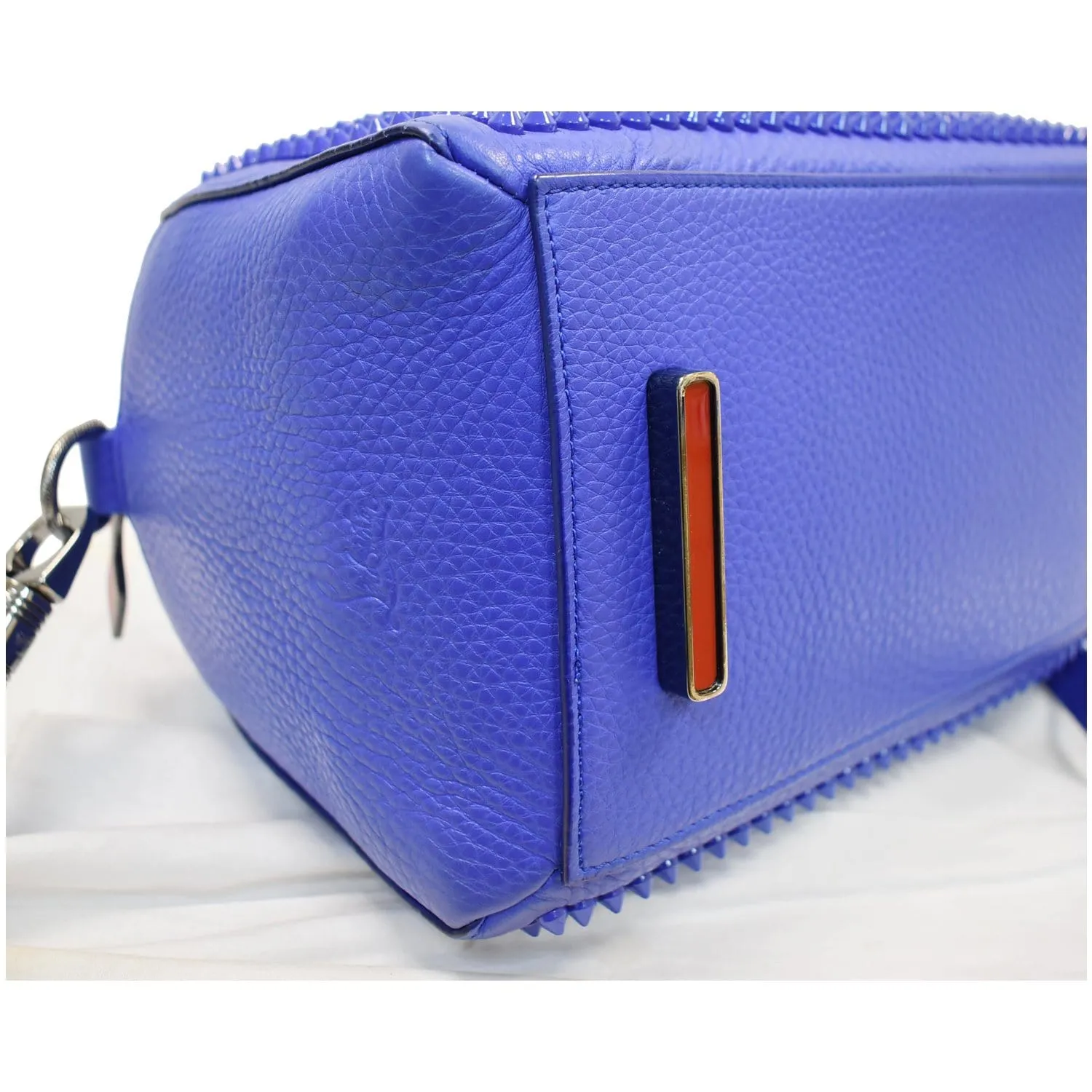 CHRISTIAN LOUBOUTIN Panettone Spike Stud Leather Satchel Bag Purple