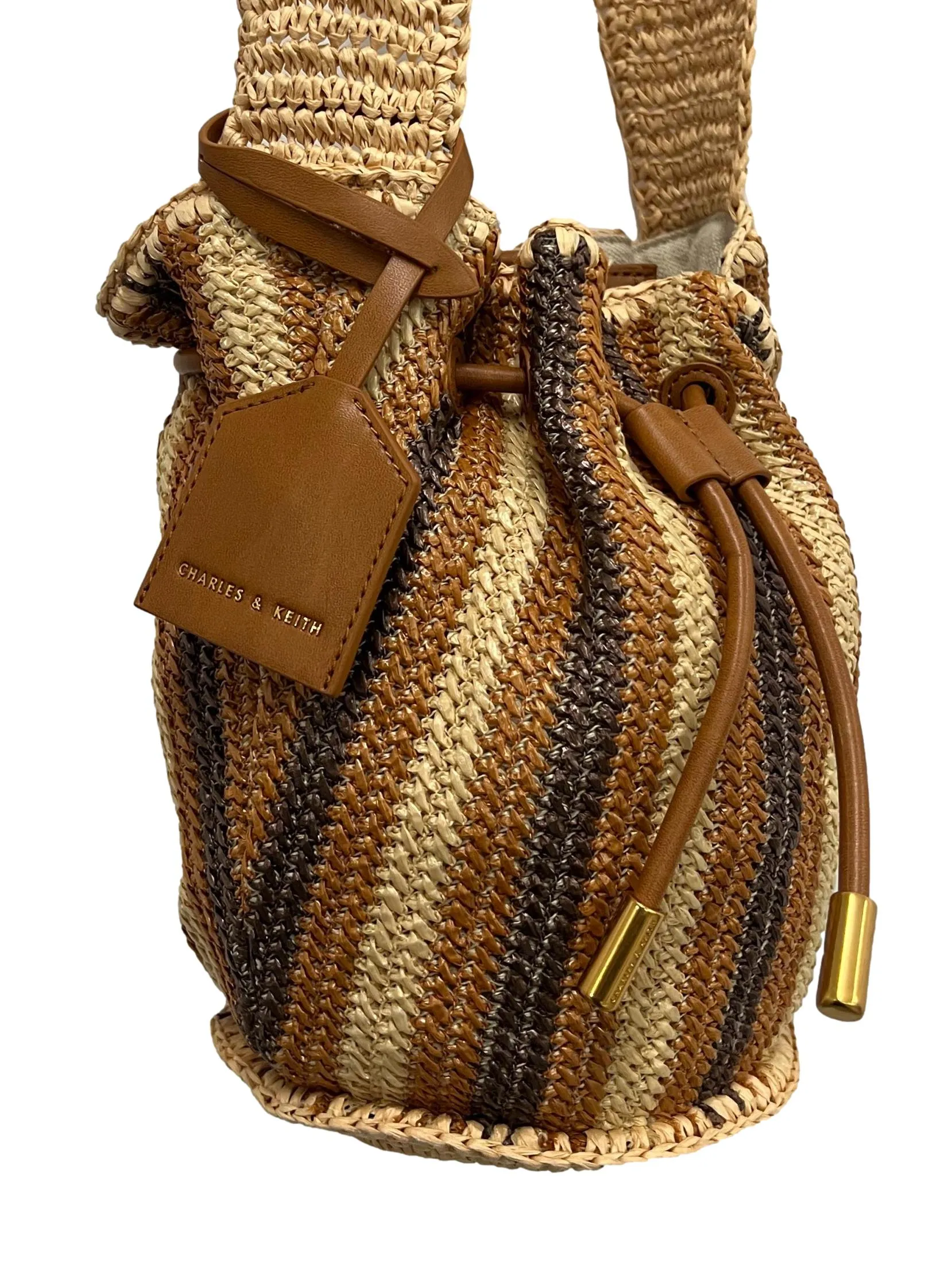 Clarissa Raffia Drawstring Shoulder Bag