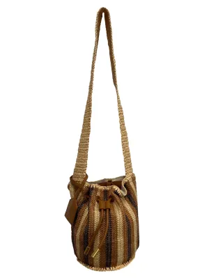 Clarissa Raffia Drawstring Shoulder Bag