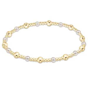 Classic Gold Sincerity Pattern 4mm Bead Bracelet - Pearl