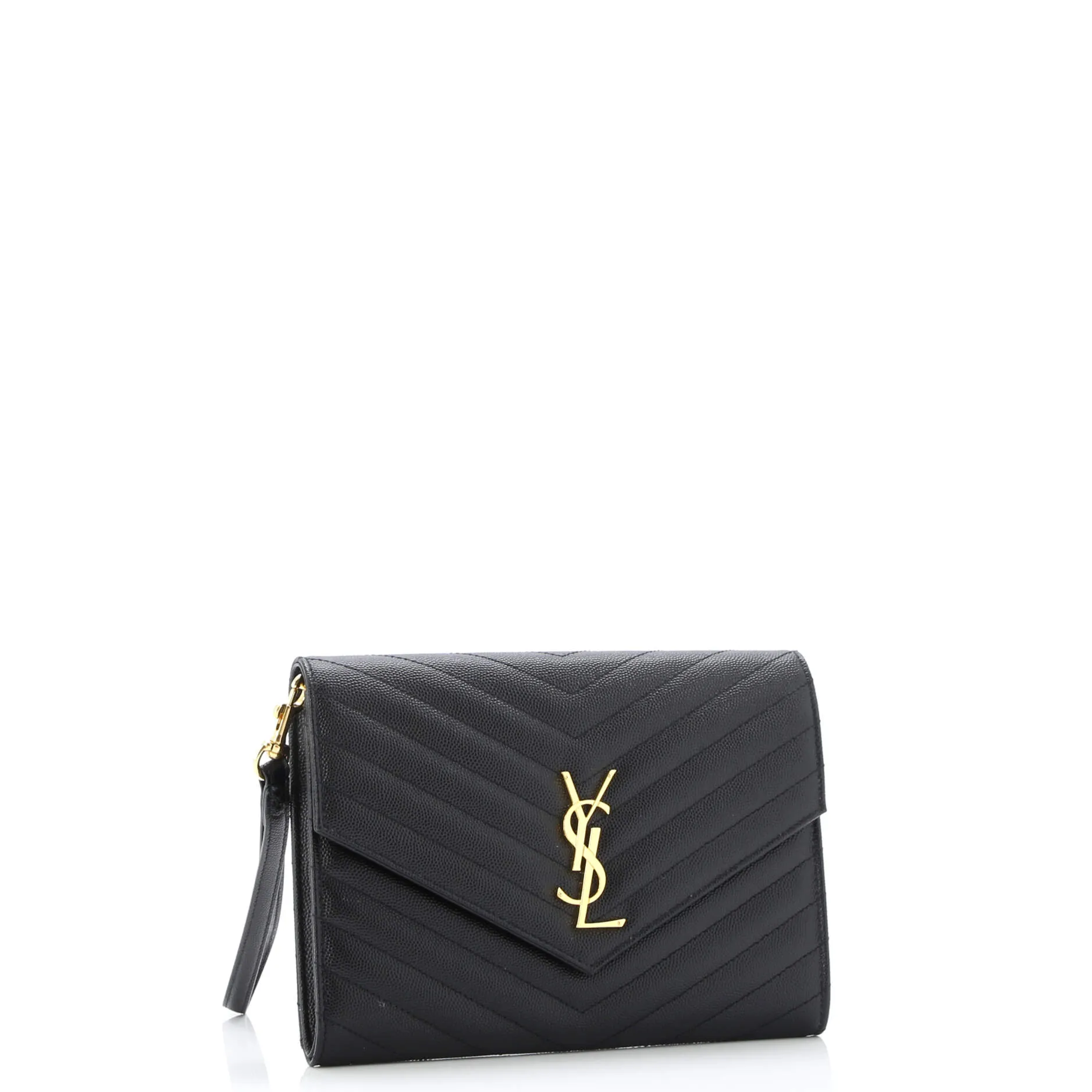 Classic Monogram Envelope Wristlet Clutch Matelasse Chevron Leather