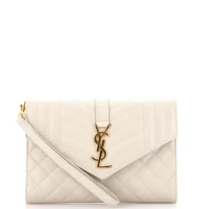 Classic Monogram Envelope Wristlet Clutch Mixed Matelasse Leather