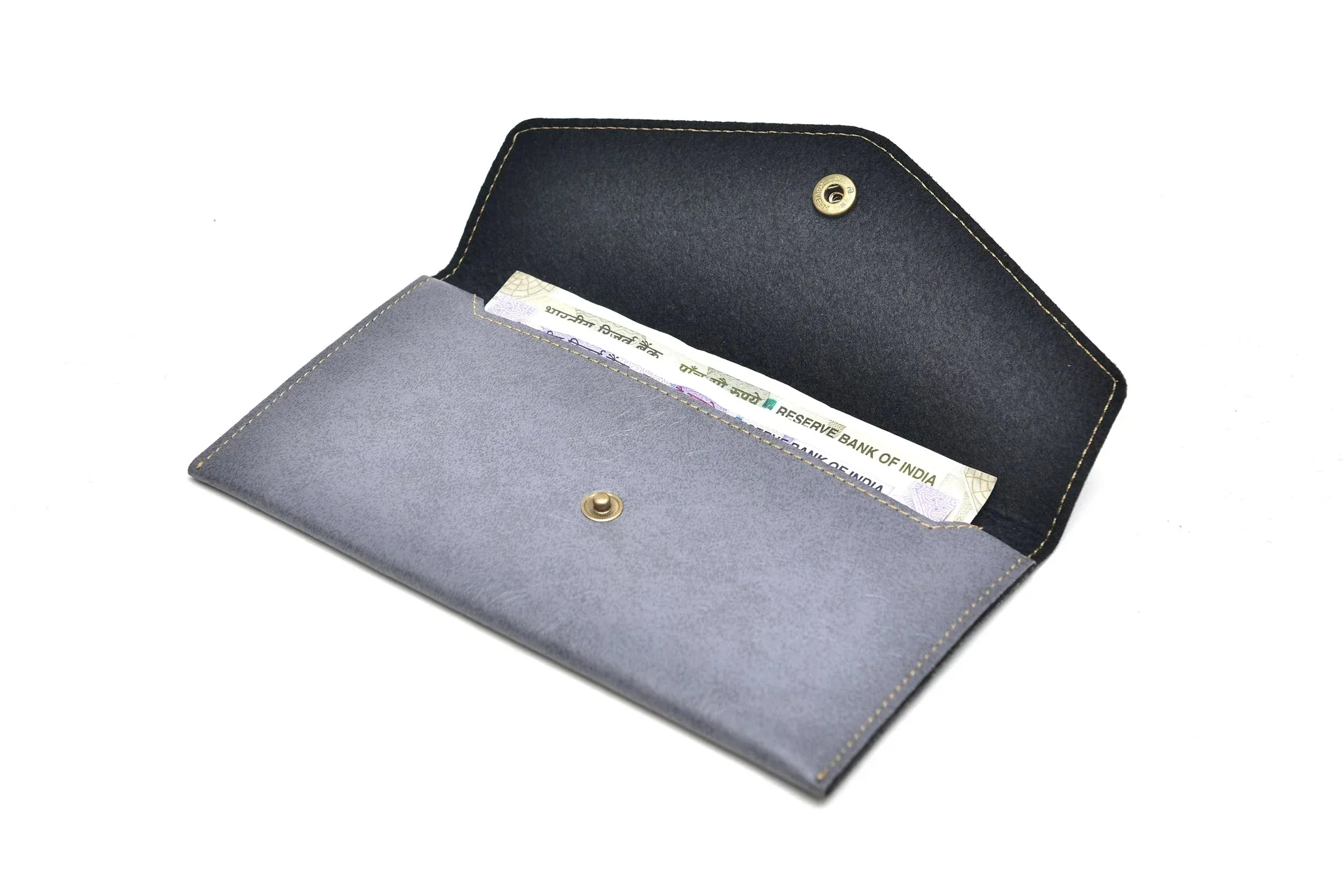 Classy Leather Customized Minimal Clutch with Charm (Grey)