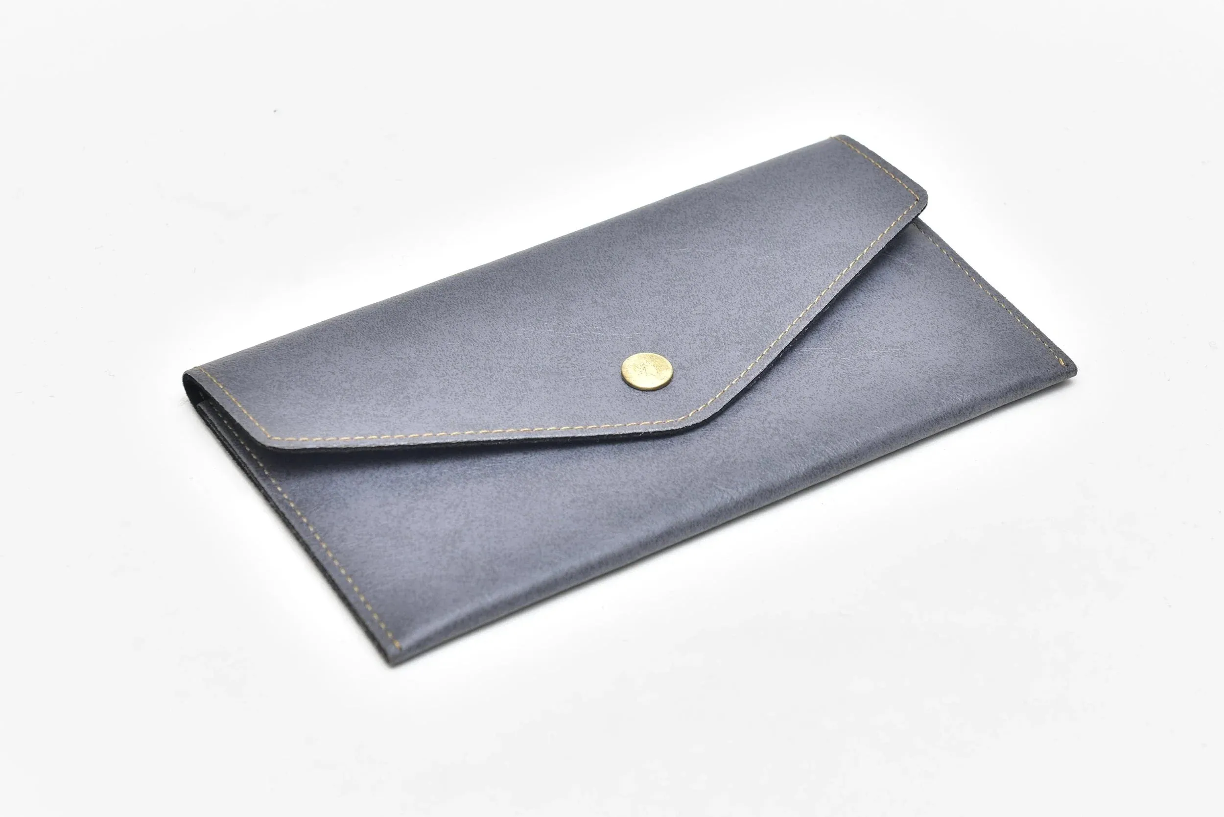 Classy Leather Customized Minimal Clutch with Charm (Grey)