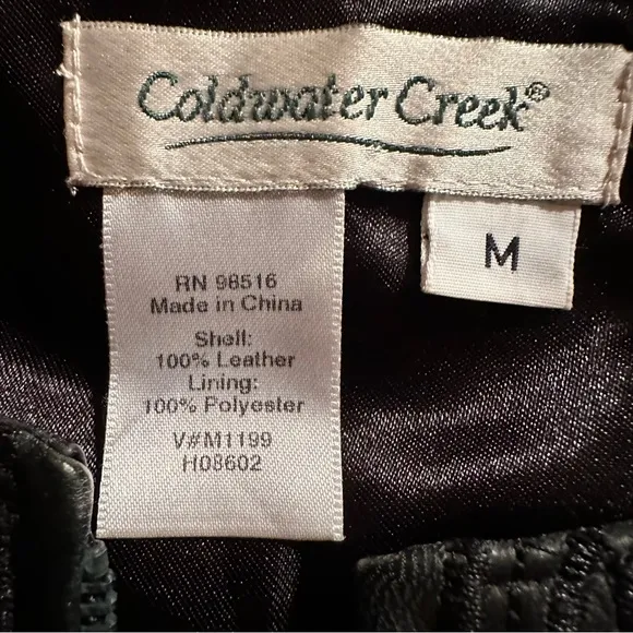 Coldwater Creek embroidered black leather jacket