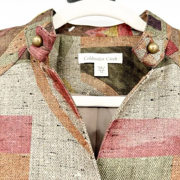 Coldwater Creek Womens Aztec Rustic Southwestern Abstract Blazer Jacket Size 12
