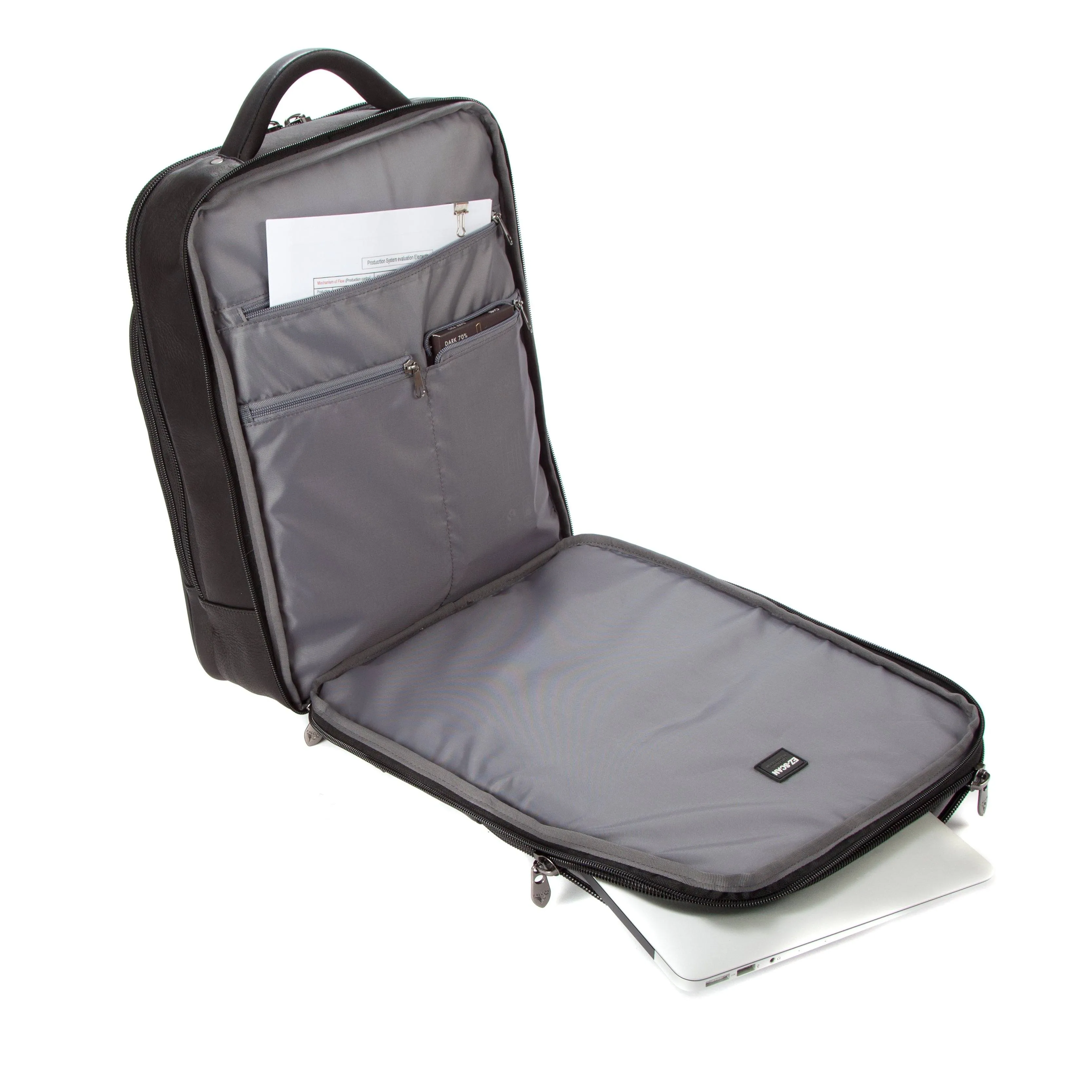 Colombian Leather 16" Laptop -12" Tablet Backpack - Black