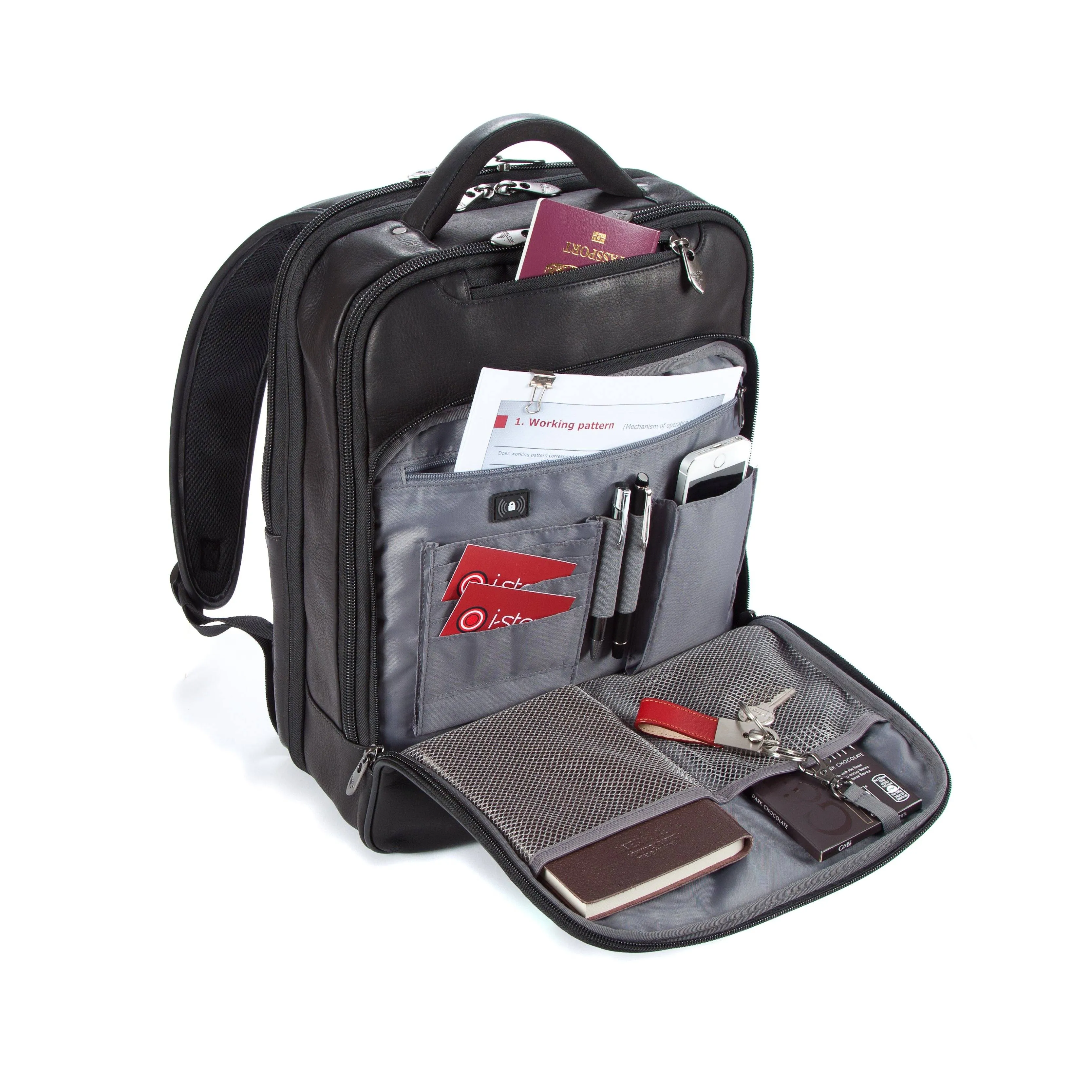 Colombian Leather 16" Laptop -12" Tablet Backpack - Black