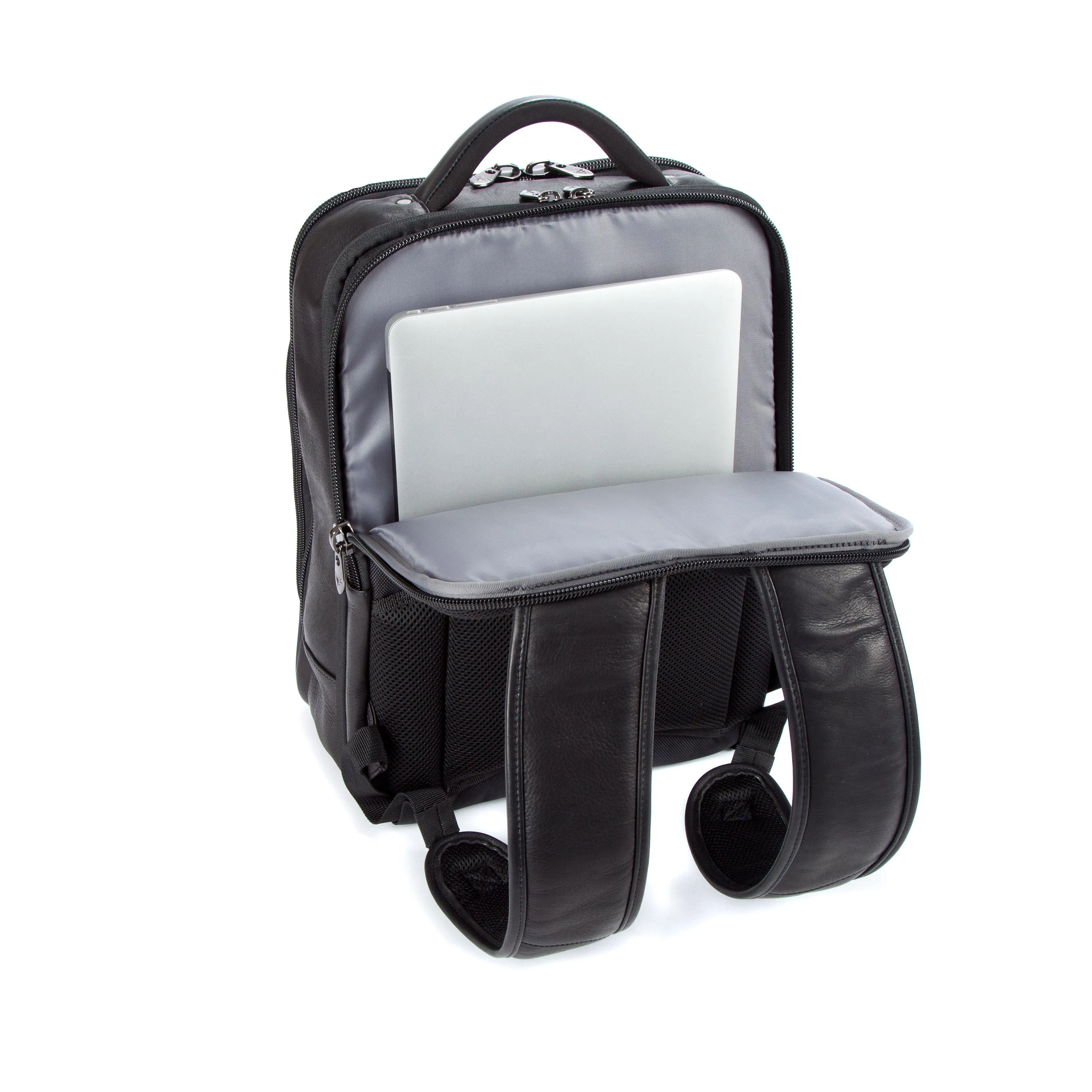 Colombian Leather 16" Laptop -12" Tablet Backpack - Black