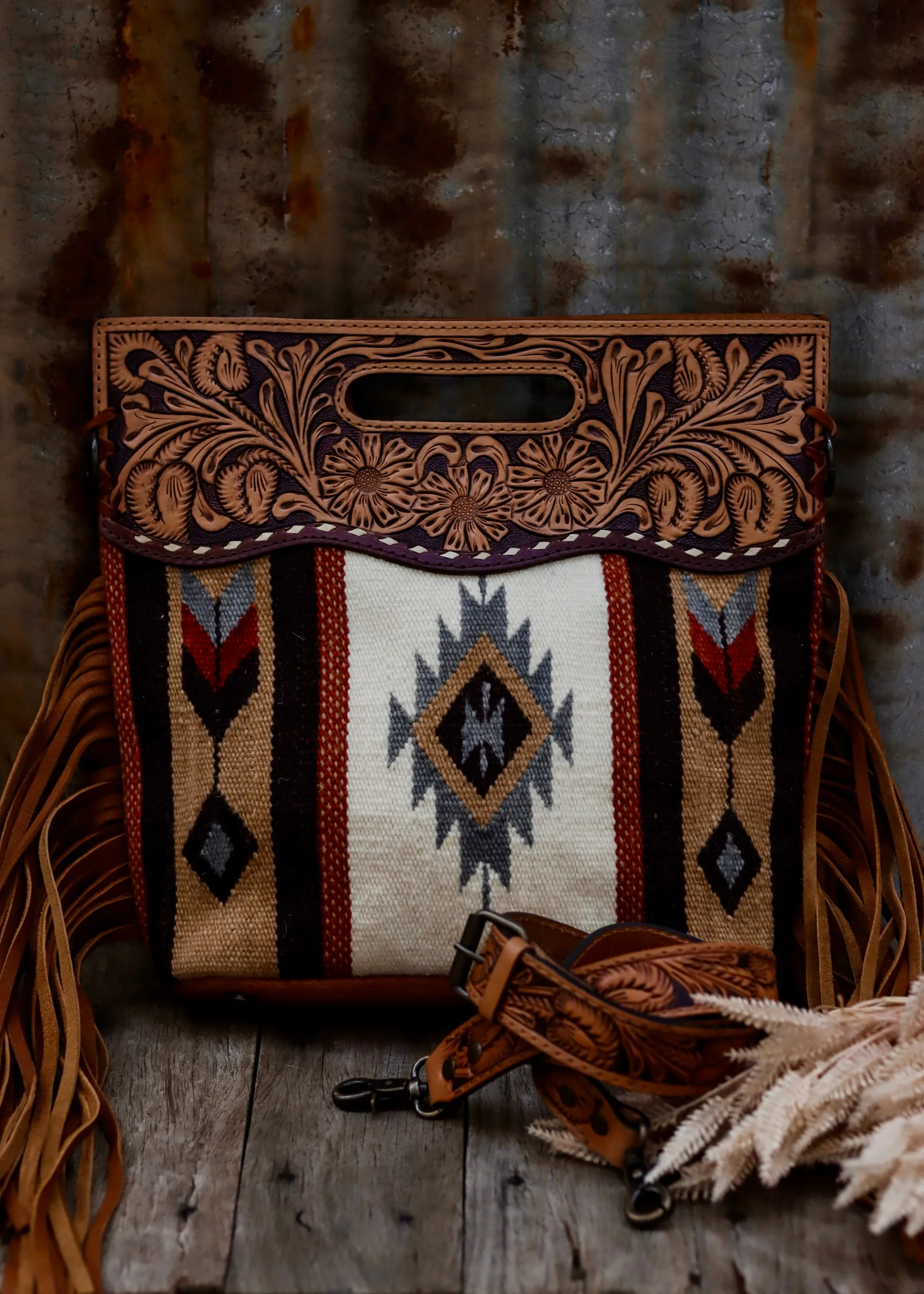 Connie Tooled Leather Saddle Blanket Bag