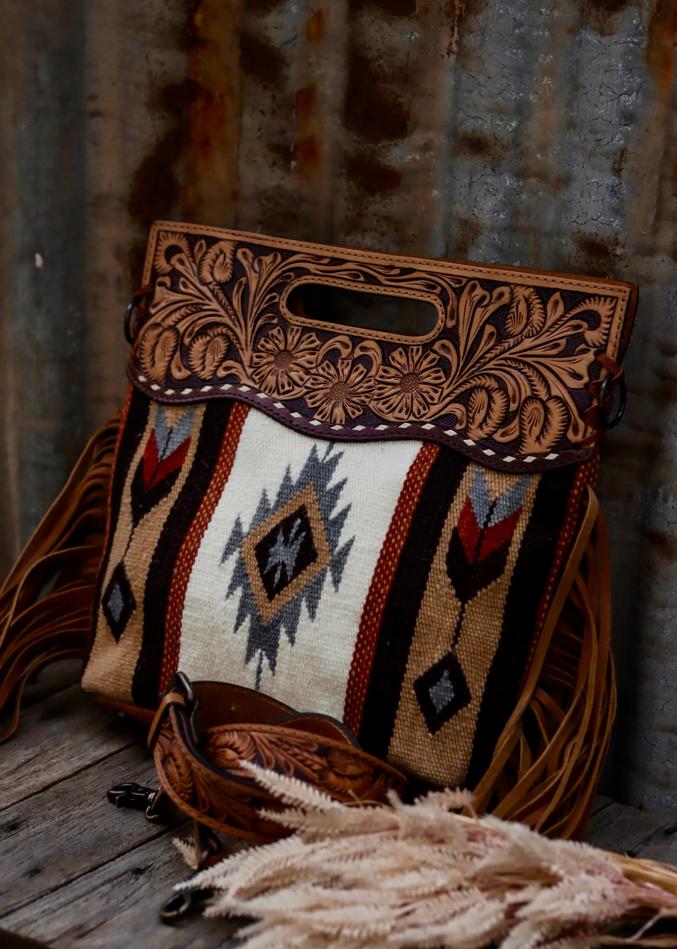 Connie Tooled Leather Saddle Blanket Bag