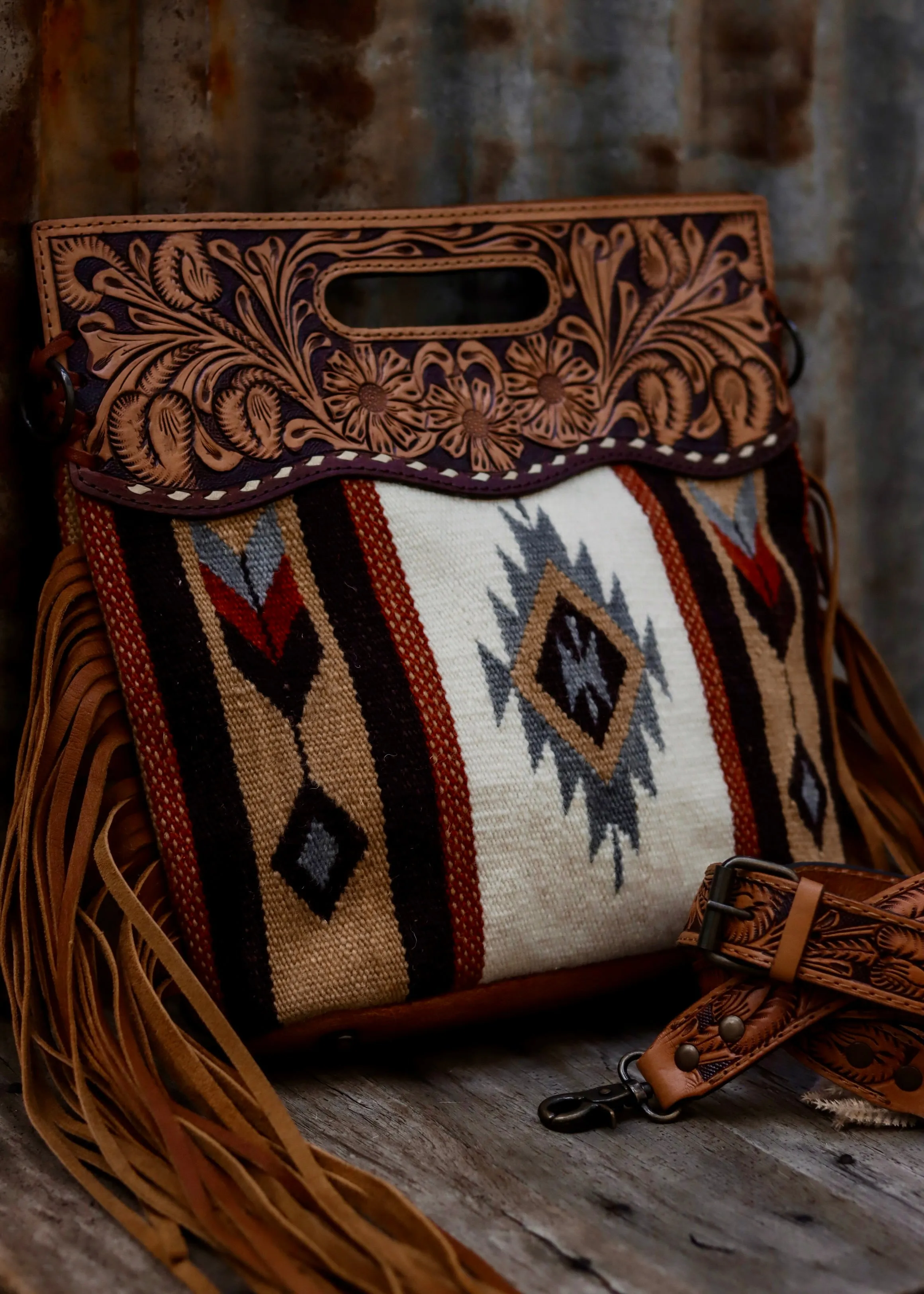 Connie Tooled Leather Saddle Blanket Bag