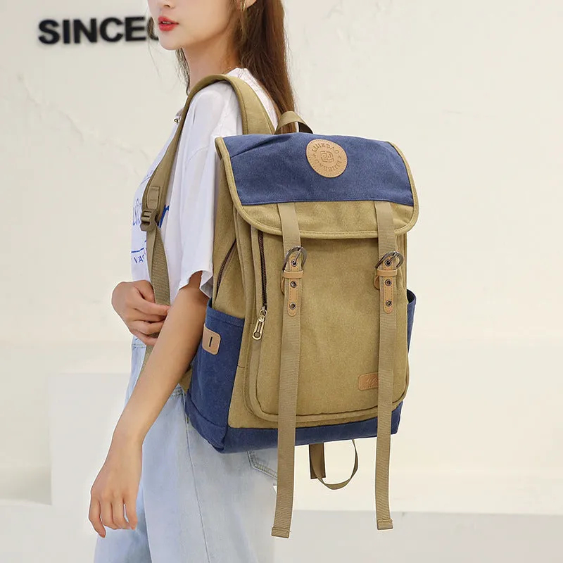Contrast Color High Quality Canvas Backpack