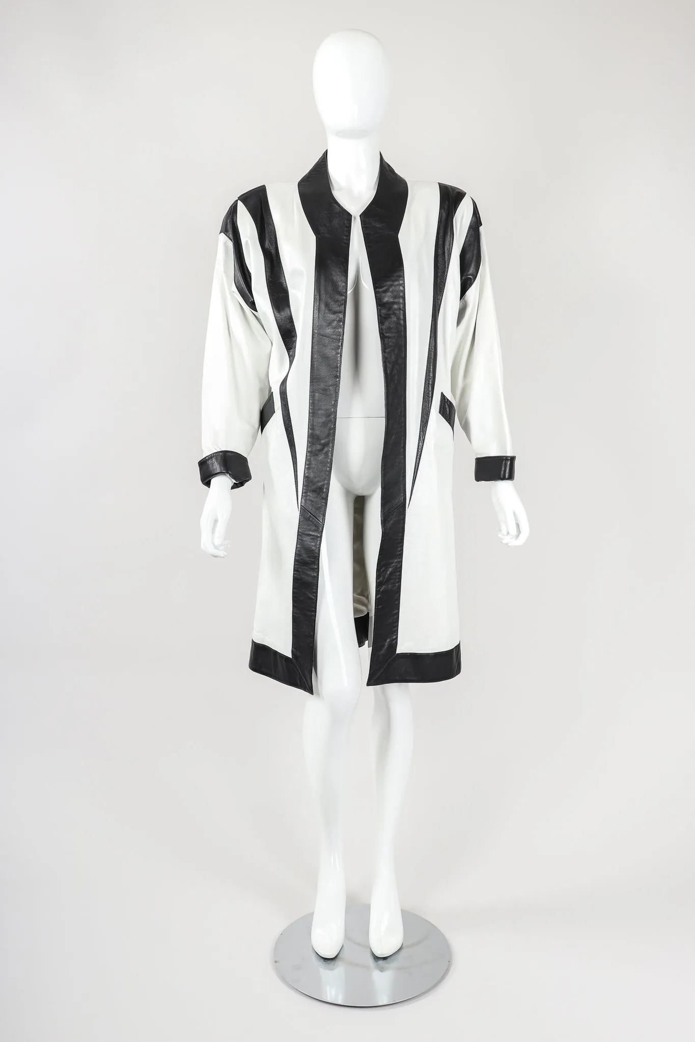 Contrast Leather Open Jacket