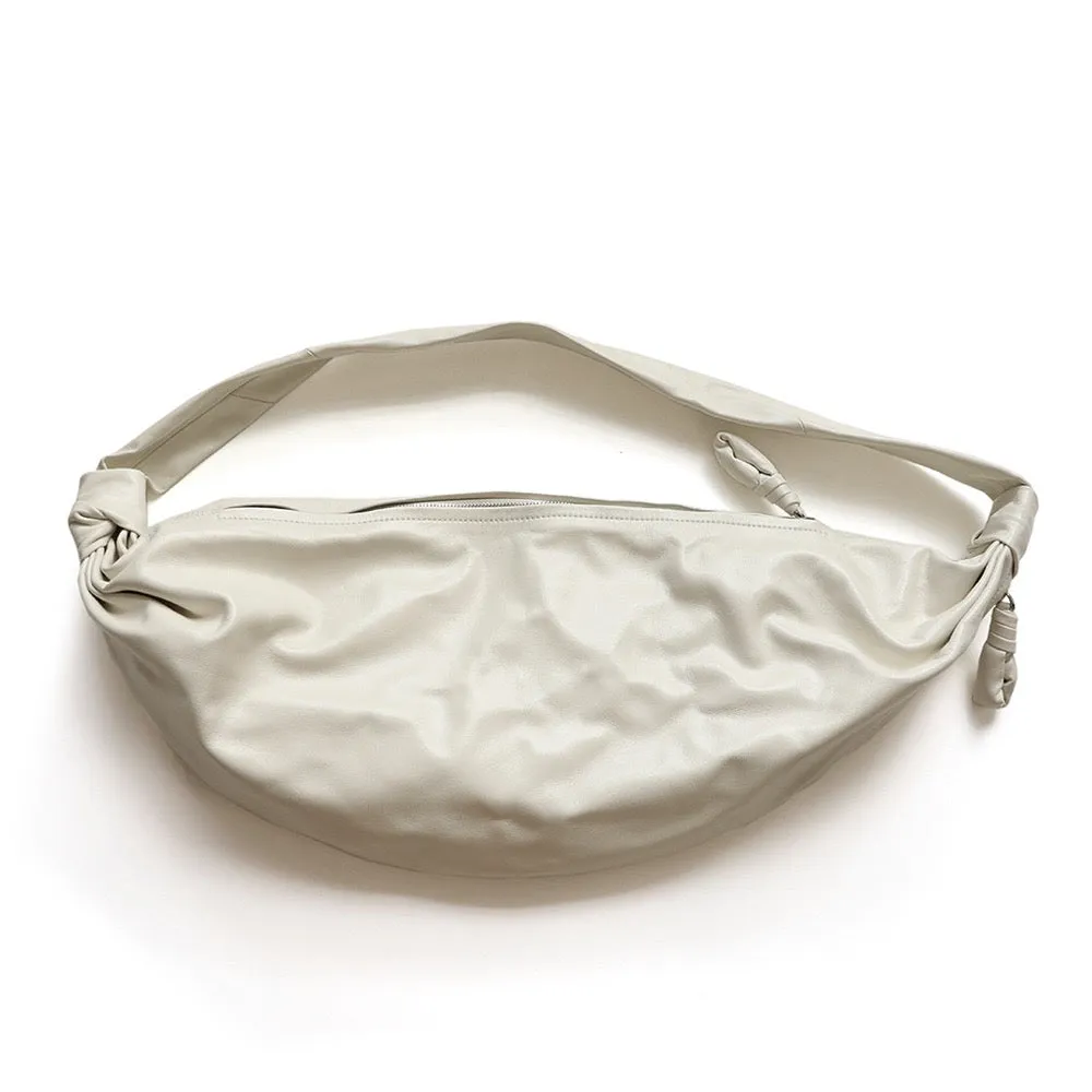 Croissant Bag Ruched Leather Knotted Strap Hobo Bag