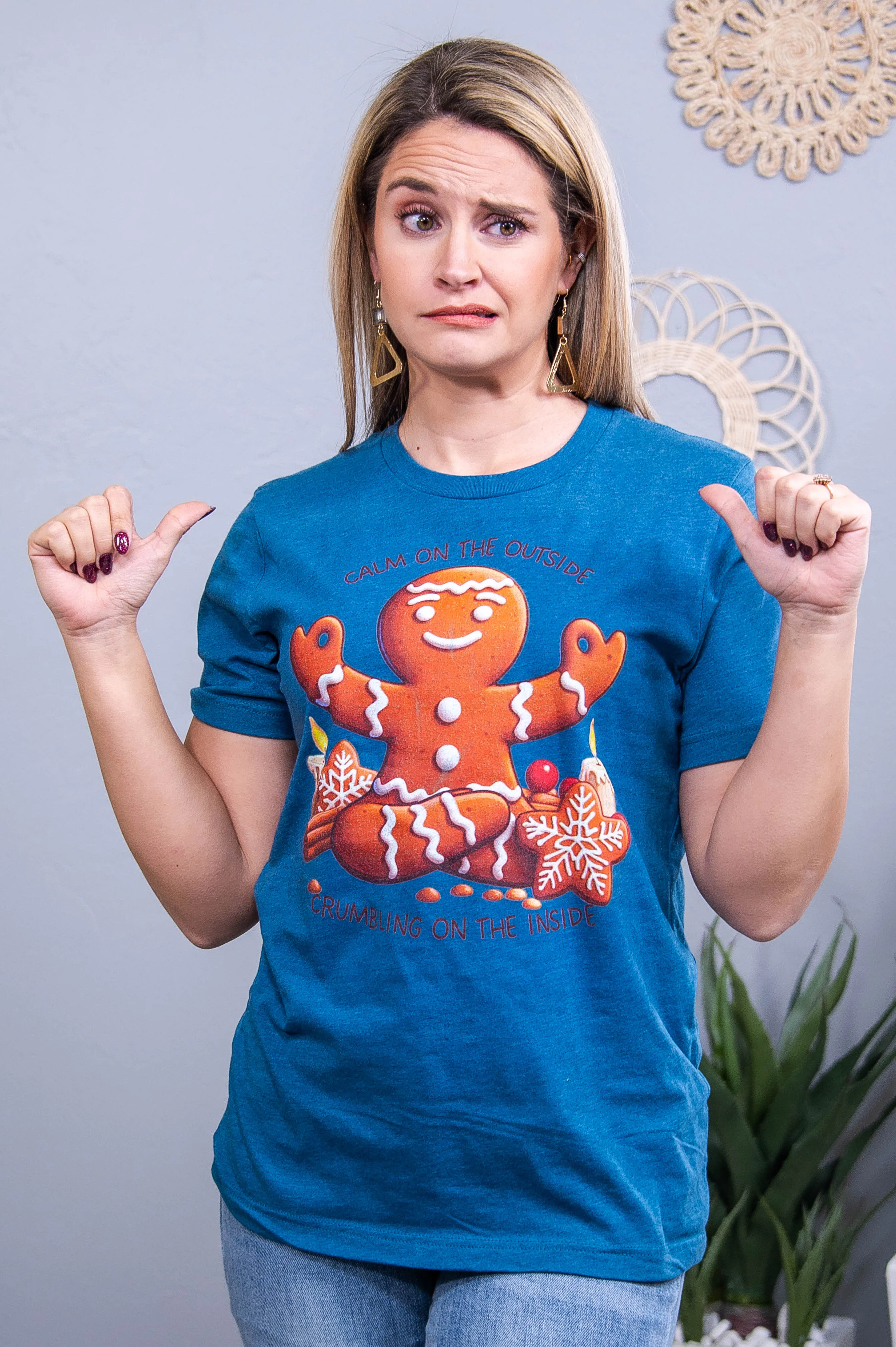 Crumbling On The Inside Deep Heather Teal Graphic Tee - A3840DTE