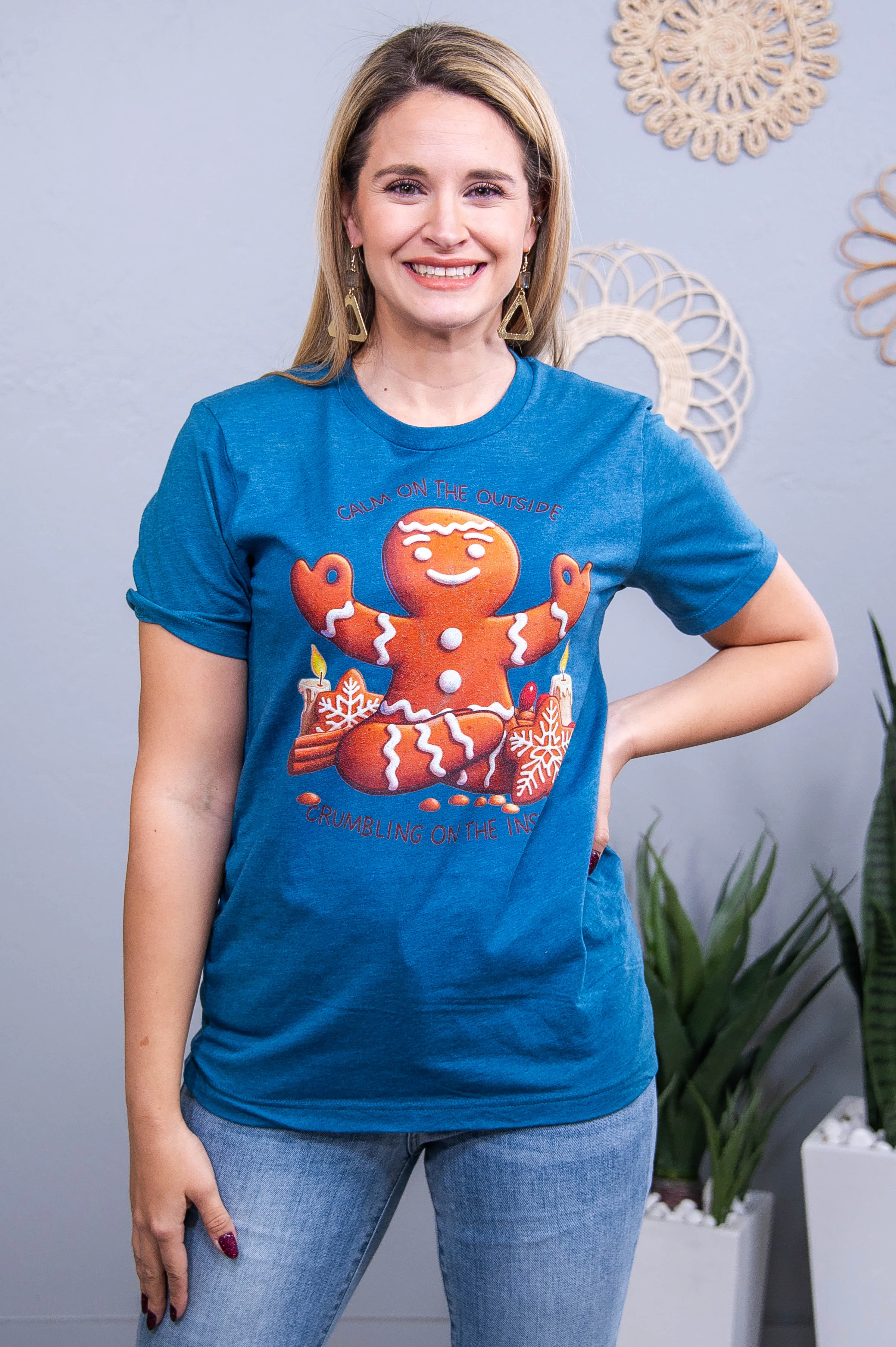 Crumbling On The Inside Deep Heather Teal Graphic Tee - A3840DTE