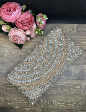 Crystal Embellished Evening bag | Handmade Crystal Bridal Wristlet Clutch | Elegant Envelope Evening Bag | Box Clutches| Embellished Clutch