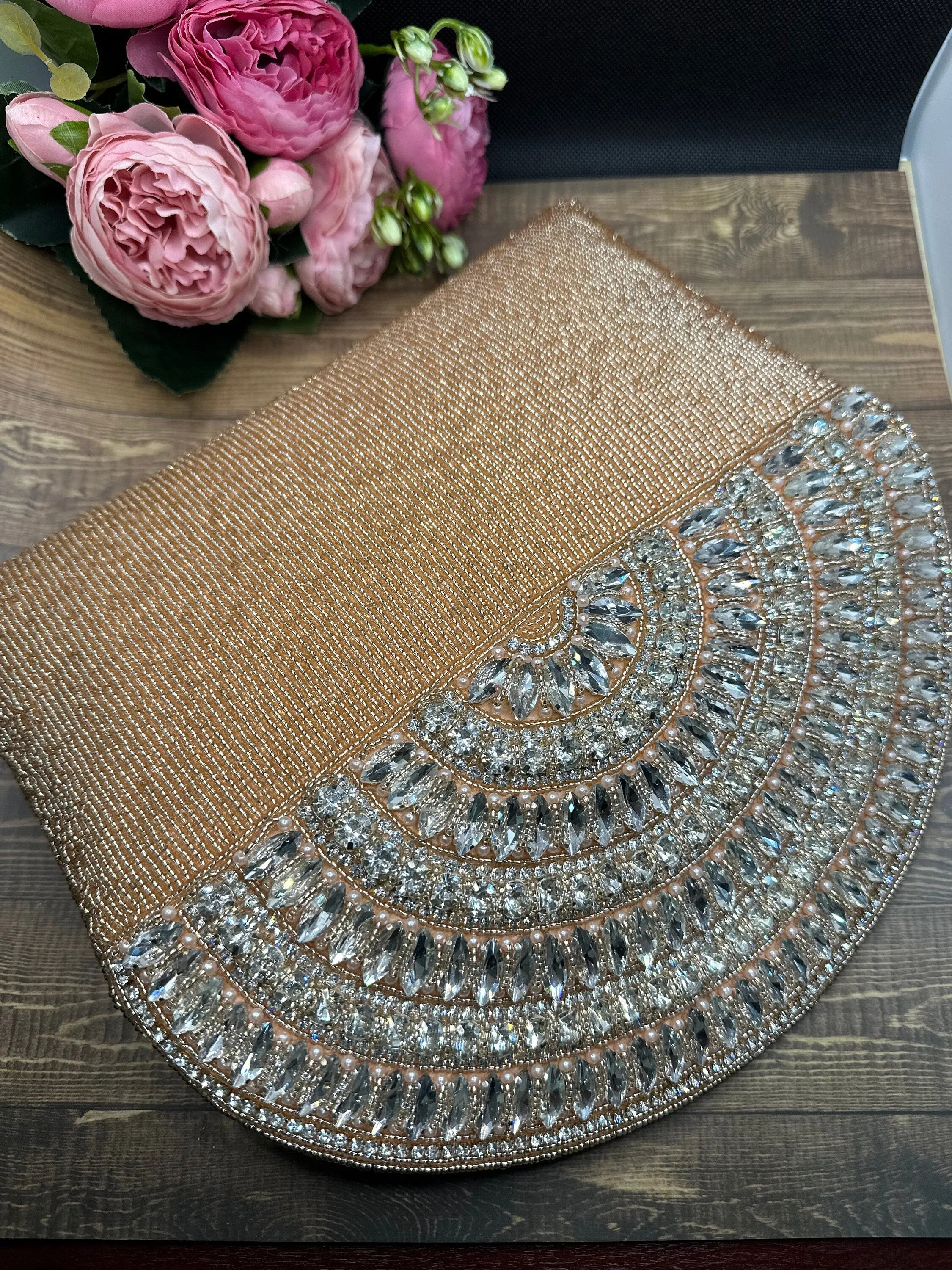 Crystal Embellished Evening bag | Handmade Crystal Bridal Wristlet Clutch | Elegant Envelope Evening Bag | Box Clutches| Embellished Clutch