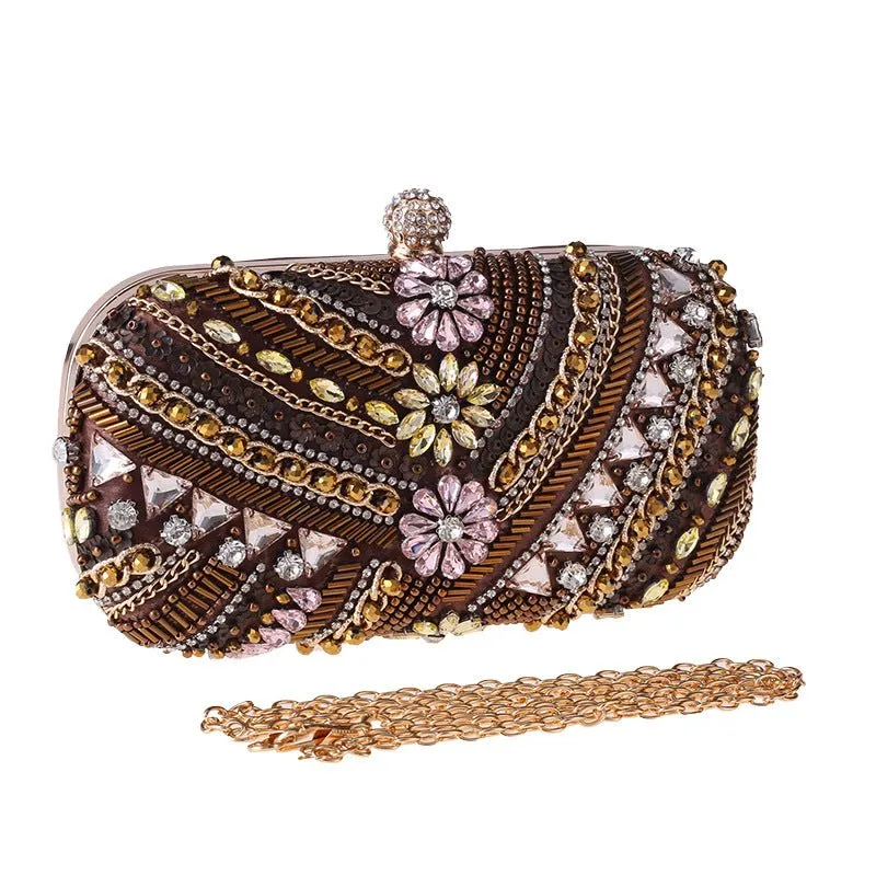 Crystal Evening Bags for Wedding Party Flower Rhinestone Clutch Purses