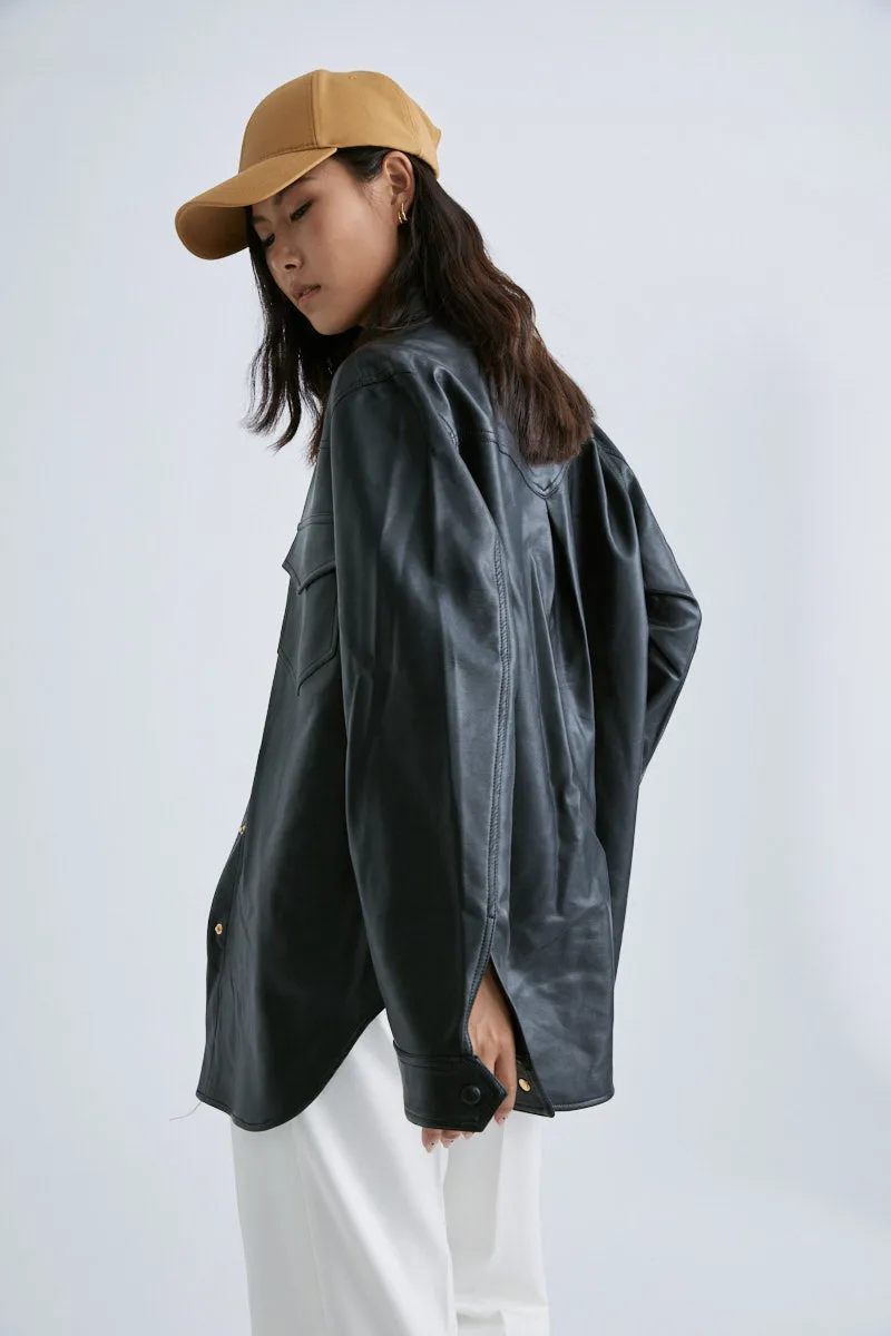 CS5022B Vegan Leather Tailoring Shirt