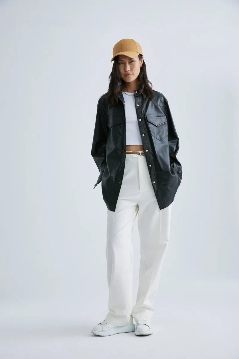 CS5022B Vegan Leather Tailoring Shirt