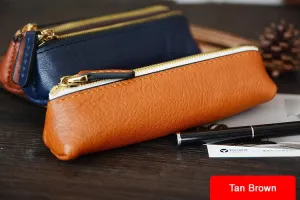 Custom Handmade Vegetable Tanned Italian Leather Pen Bag Pencil Case Pen Pouch D052