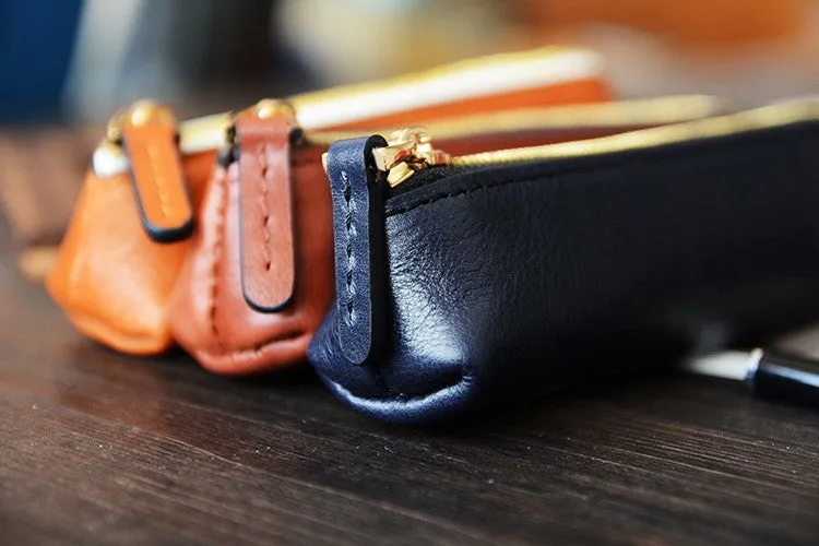 Custom Handmade Vegetable Tanned Italian Leather Pen Bag Pencil Case Pen Pouch D052