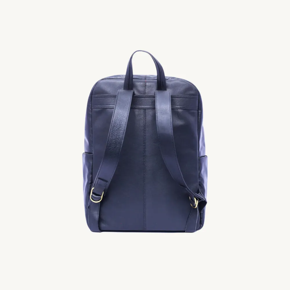 Dark Blue Glide Leather Backpack