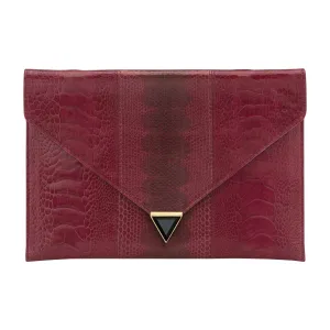DIANE SNAKESKIN & OSTRICH LEG ENVELOPE CLUTCH