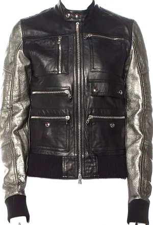Diesel (Glenn Martens) Black Gold Lambskin Leather Moto Style Jacket
