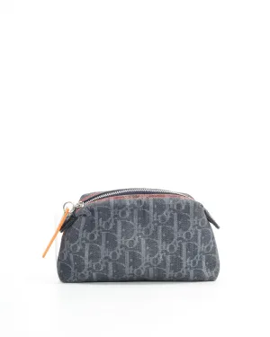 Dior Denim Blue Canvas Oblique Cosmetic Pouch