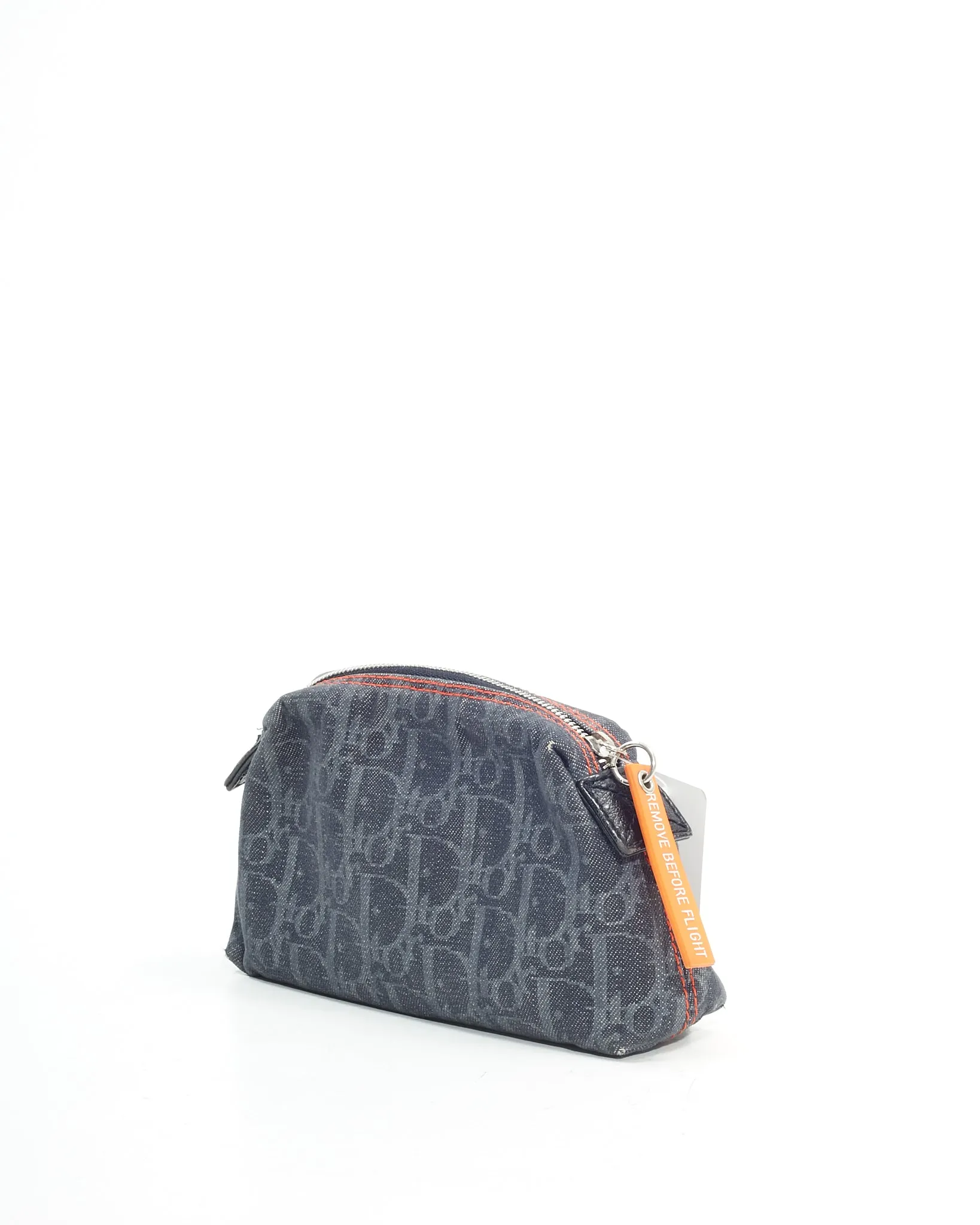Dior Denim Blue Canvas Oblique Cosmetic Pouch