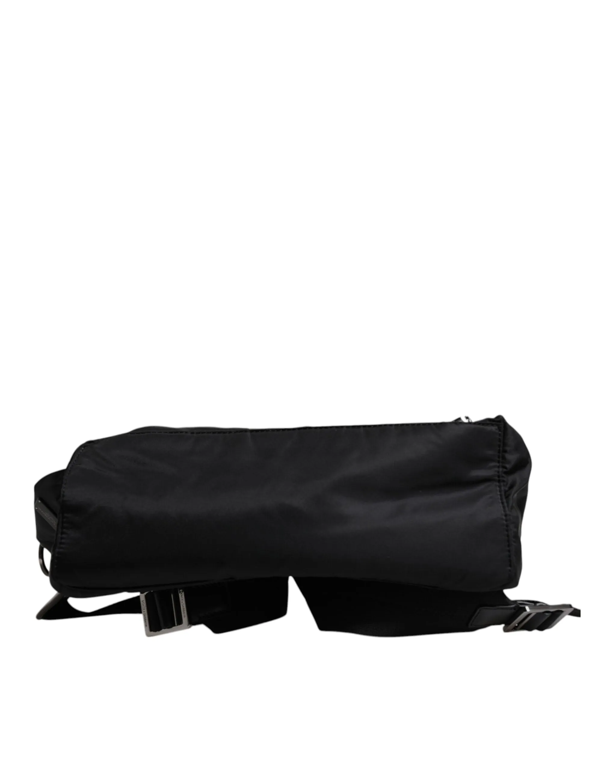 Dolce & Gabbana Black Logo Tape Polyamide School Travel Backpack Bag