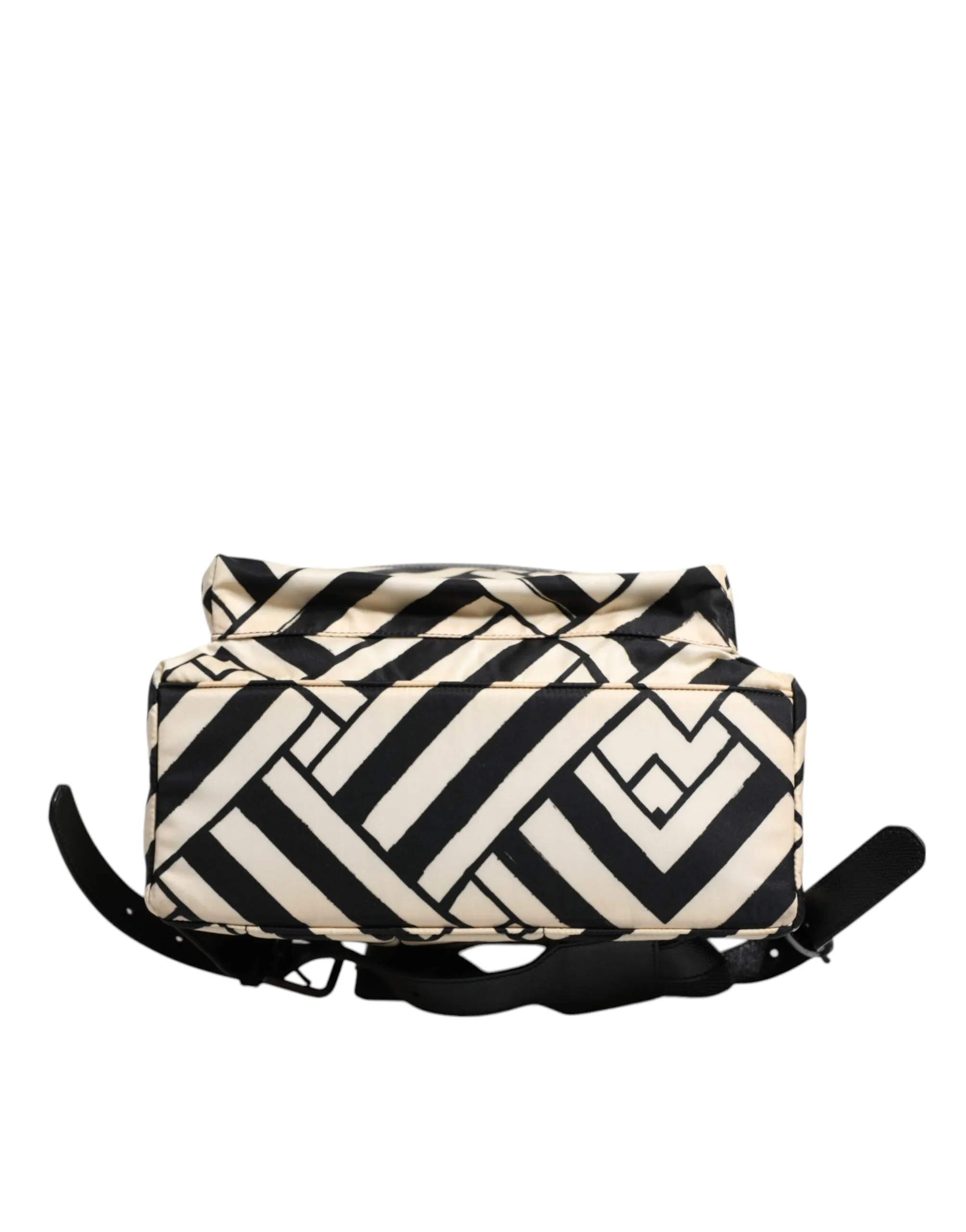 Dolce & Gabbana Black White Nylon Leather Travel Back Pack Bag
