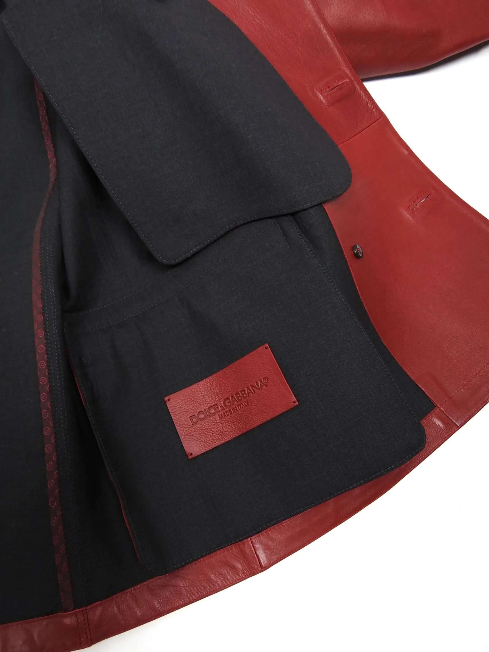 Dolce & Gabbana Red Leather Jacket Size 48
