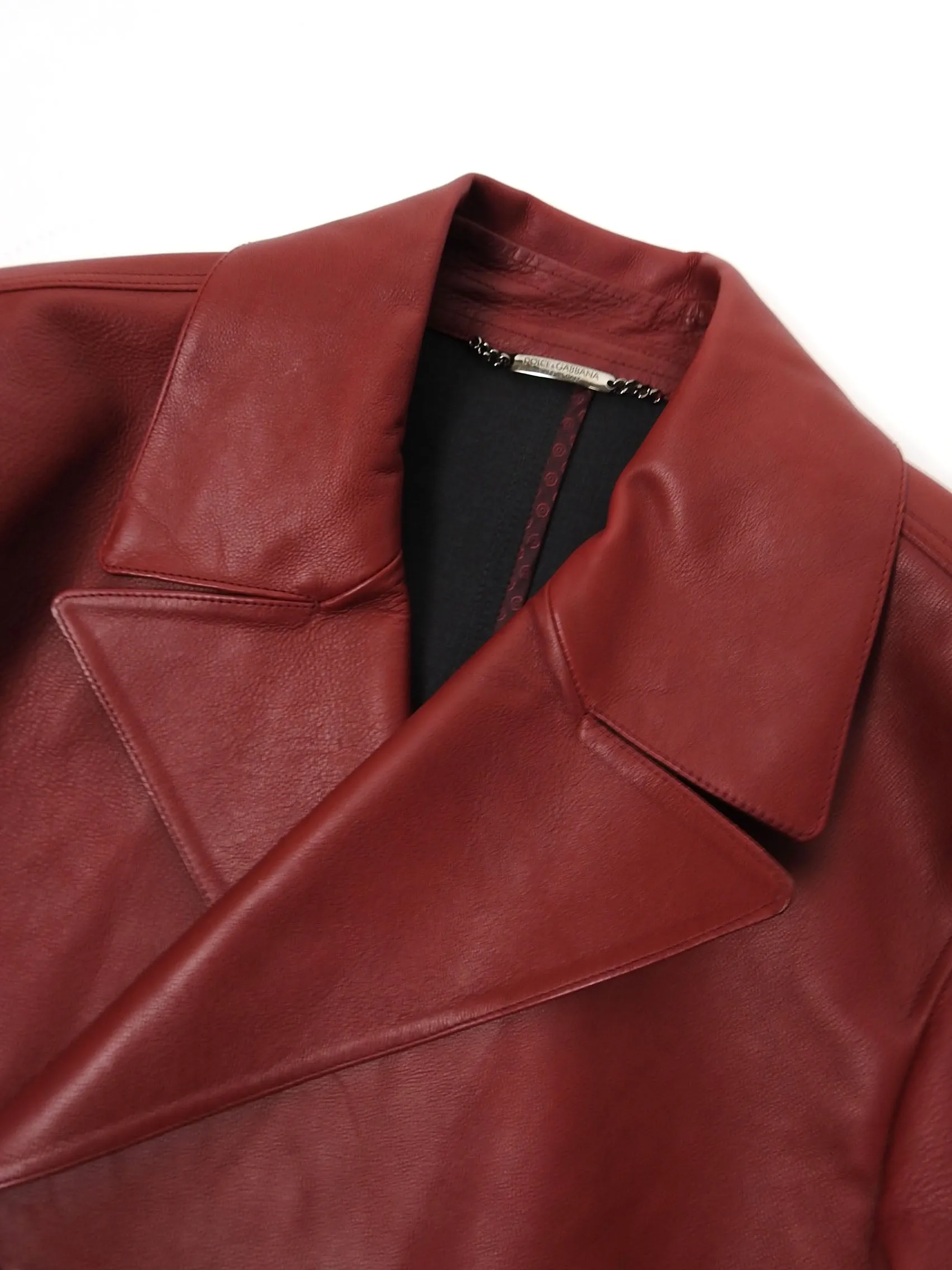 Dolce & Gabbana Red Leather Jacket Size 48
