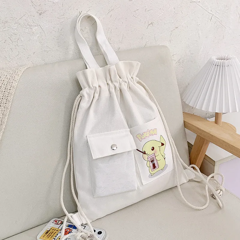 Drawstring Canvas Creative Fresh Female Portable Backpacks