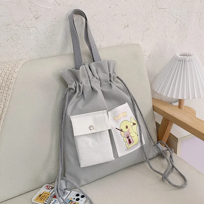 Drawstring Canvas Creative Fresh Female Portable Backpacks